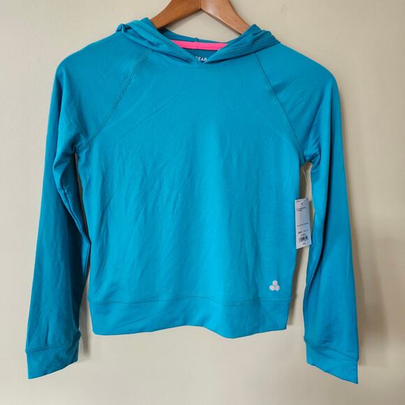 Tek Gear Girls' Long Sleeve Hooded Tee, Size Large (10/12) Teal - Picture 1 of 5